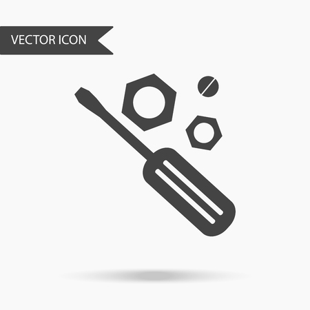 A Vector business icon screwdriver and nut. Icon for for annual reports, charts, presentations, workflow layout, banner, number options, step up options, web design. Contemporary flat design.のイラスト素材