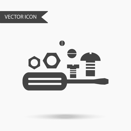 Business icon screwdriver and nut annual reports, charts, presentations, workflow layout, banner, number options, step up options, web design. Contemporary flat design.のイラスト素材