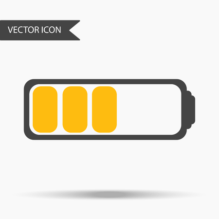 A Vector business icon with half charged battery. Icon for for annual reports, charts, presentations, workflow layout, banner, number options, step up options, web design. Contemporary flat design.のイラスト素材