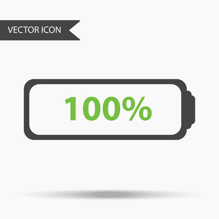A Vector business icon fully charged battery. Icon for for annual reports, charts, presentations, workflow layout, banner, number options, step up options, web design. Contemporary flat design.のイラスト素材