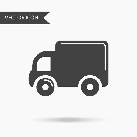 Vector illustration of an icon in the form of a truck for an application, website, business presentation, infographics on a white background.のイラスト素材