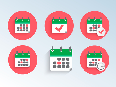 Modern and simple flat illustration. Set of icons of calendars. Business image for website, presentation, application, interface, graphics.のイラスト素材