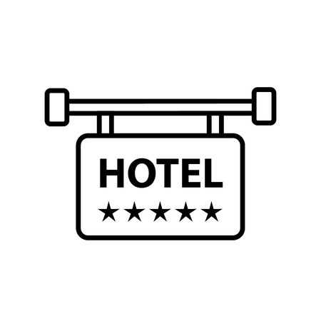 Modern and simple vector flat illustration the icon in the form of a sign with a text hotel.のイラスト素材