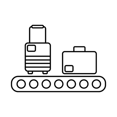 Modern and simple vector flat illustration the icon in the form suitcases on luggage conveyor. With thin lines for the application, website, interface, infographics on a white isolated background.のイラスト素材