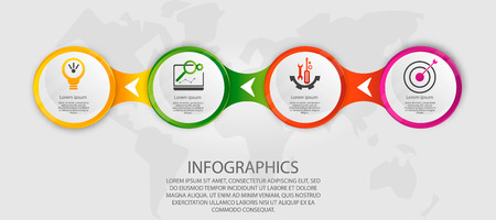 Modern vector illustration 3d. Template circle infographics with four elements. Designed for business, presentations, web design, diagrams with steps, options, parts or processes. Creative concept.のイラスト素材