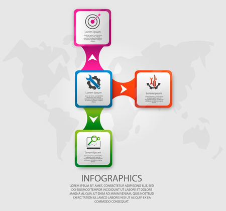 Modern vector illustration 3d template infographics with four elements rectangles. Designed for business, presentations, web design, diagrams with 4 steps, options, parts. Concept of step by step.のイラスト素材