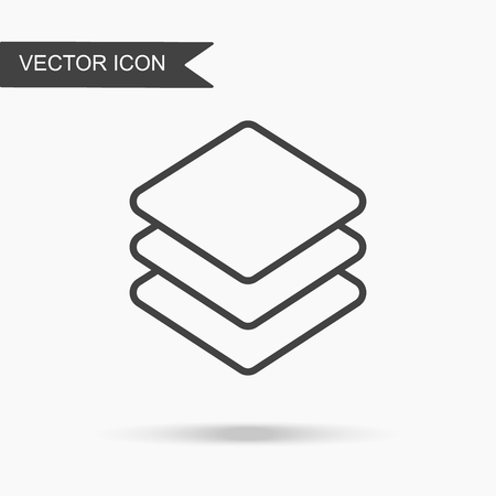 Modern and simple vector illustration three layer icon. Flat image with thin lines for application, website, interface, business presentation, infographics on white isolated background.のイラスト素材