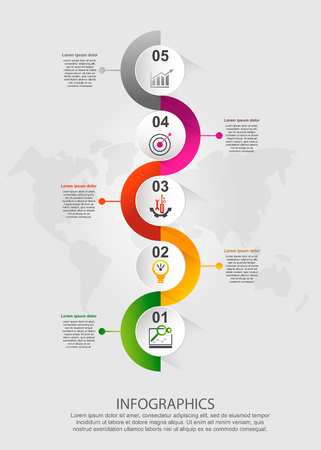 Modern vector illustration 3d Template for infographic circles with five elementsのイラスト素材