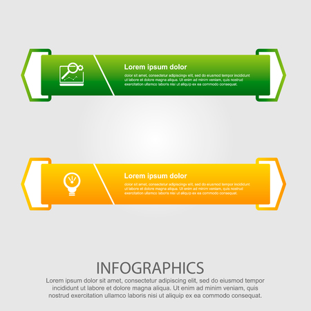 Modern vector illustration. Infographic template with two elements, arrows of the rectangle and percentages. Step by step. Designed for business, presentations, web design, diagrams with 2 steps.のイラスト素材