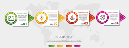 Vector infographic 3D template for four arrow, diagram, graph, presentation and circles. Business concept with 4 options. For content, flowchart, steps, parts, timeline, workflow, chart. EPS10のイラスト素材