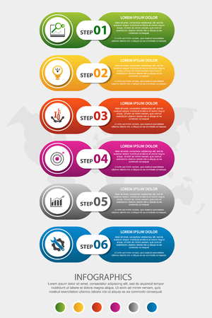 Vector infographic 3D template for six label, diagram, graph, presentation and circles. Business concept with 6 options. For content, flowchart, steps, parts, timeline, workflow, chart. EPS10のイラスト素材