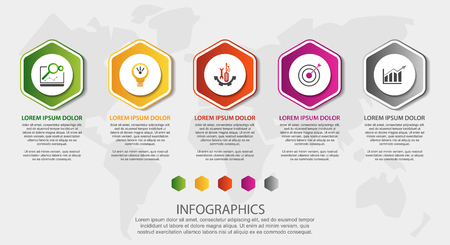 Vector infographic 3D template polygons with rounded corners for five label, diagram, graph, presentation. Business concept with 5 options. For content, flowchart, steps, timeline, workflow. EPS10のイラスト素材