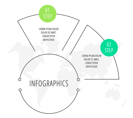 Vector infographic flat line template for two labels, diagram, graph, presentation. Business circle concept with 2 options. For content, flowchart, steps, parts, timeline, workflow, chart. EPS10のイラスト素材