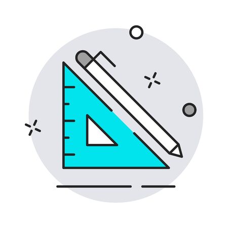 Pencil and triangle ruler icon. Modern flat design style. Vector simple illustration icon for web site page, marketing, mobile app, design element on white backgroundのイラスト素材
