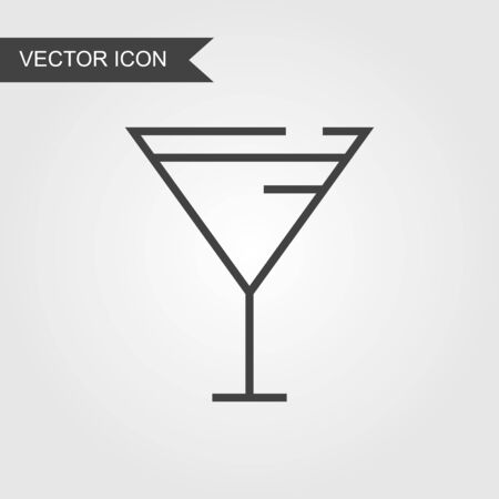 Cocktail glass line icon. Vector mail linear style for web site page, marketing, mobile app, design element, logo on isolated backgroundのイラスト素材