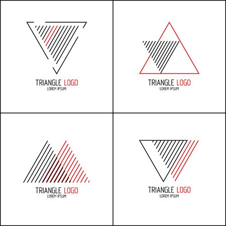 Set minimalistic trendy. Stylish vector line icon emblems for design. Simple creative geometric signs collection with red and black colors. Technology, corporate, media, style templates designのイラスト素材