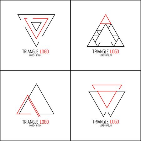 Set minimalistic trendy. Stylish vector line icon emblems for design. Simple creative geometric signs collection with red and black colors. Technology, corporate, media, style templates designのイラスト素材