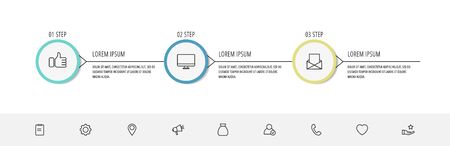 Modern vector infographic flat line template circles for three label, diagram, graph, presentation. Business concept with 3 options and arrows. For content, flowchart, timeline, workflow, marketingのイラスト素材