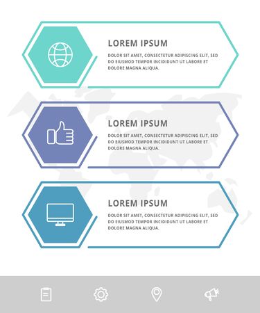 Vector infographic template hexagons shape for three label, diagram, graph, presentation. Business concept with 3 options. Blank space for content, step for step, timeline, workflow, marketing, webのイラスト素材
