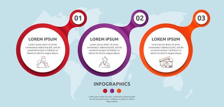 Vector flat template circle infographics. Business concept with 3 options and parts. Three steps for content, flowchart, timeline, levels, marketing, presentation, graph, diagrams, slideshowのイラスト素材