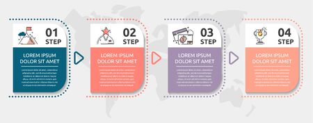 Vector infographic template with rectangles. Business data visualization with 4 options and marketing icons. Four steps for content, process, timeline, web, marketing, presentation, graph, diagramsのイラスト素材