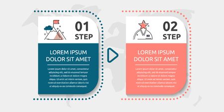Vector infographic template with rectangles. Business data visualization with 2 options and marketing icons. Two steps for content, process, timeline, web, marketing, presentation, graph, diagramsのイラスト素材