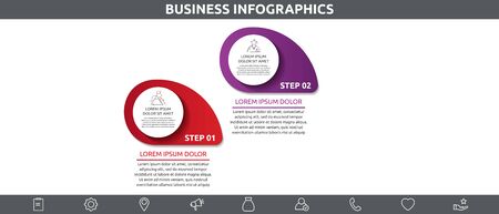 Vector template circle infographics. Business concept with 2 options and parts. Two steps for diagrams, flowchart, timelineのイラスト素材