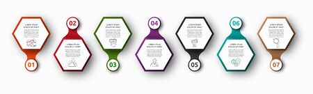 Vector infographic with 2 hexagons and circles. Used for two diagrams, graph, flowchart, timeline, marketing, presentation. Creative business concept step by stepのイラスト素材