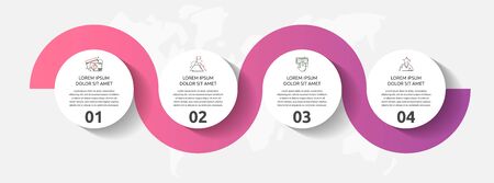 Vector template circle infographics. Business concept with 4 options and parts. Four steps for content, flowchart, timeline, levelsのイラスト素材