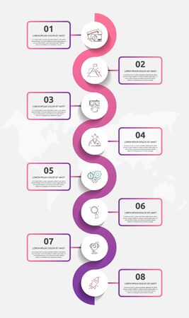 Vector template circle infographics. Business concept with 8 options and labels. Eight steps for graph, diagrams, slideshowのイラスト素材