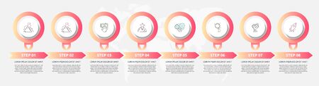 Vector template circle infographics. Business concept with 8 arrows and labels. Eight steps for graph, diagrams, slideshowのイラスト素材