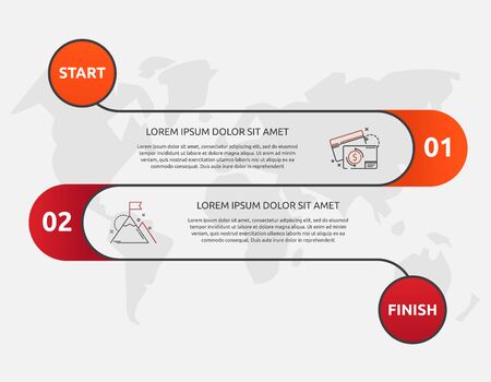 Abstract vector road timeline infographic. Vector illustration with 2 labels. Two steps for diagrams, flowchart, timelineのイラスト素材