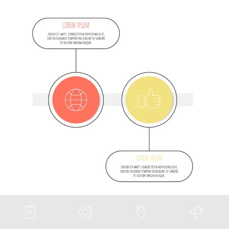 Vector template circle infographics. Business concept with 2 options and labels. Two steps for diagrams, flowchart, timelineのイラスト素材