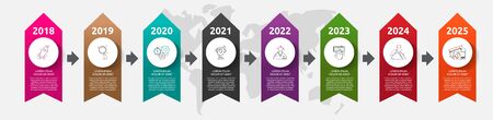 Vector banner infographics. Arrow business concept with 8 options and steps. Eight steps can be used for diagrams, flowchart, timeline, business report, chart or graphのイラスト素材