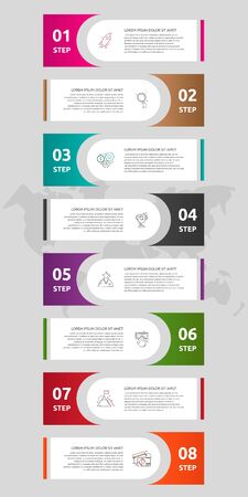 Vector template labels infographics. Business concept with 8 options and labels. Eight steps for graph, diagrams, slideshowのイラスト素材