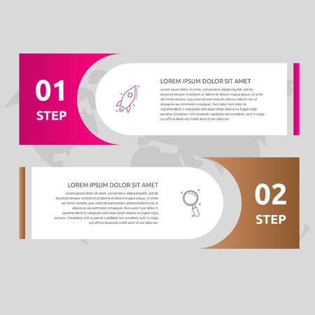 Vector template labels infographics. Business concept with 2 options and parts. Two steps for diagrams, flowchart, timeline. Path step by stepのイラスト素材