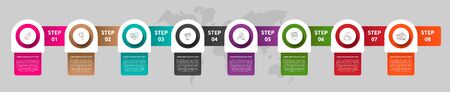 Vector template circle infographics. Business concept with 8 options and labels. Eight steps for graph, diagrams, slideshowのイラスト素材