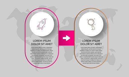 Vector template circle infographics. Business concept with 2 options and arrows. Two steps for diagrams, flowchart, timeline. Path step by stepのイラスト素材