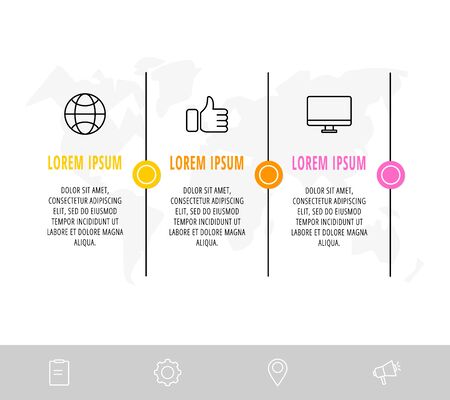 Minimal infographic thin line design with 3 steps or parts. Vector template used for diagram, presentations, flow chart, banner and timelineのイラスト素材