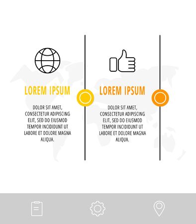 Minimal infographic thin line design with 2 steps or parts. Vector template used for diagram, presentations, flow chart, banner and timelineのイラスト素材