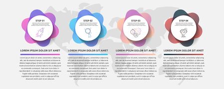 Vector template circle infographics. Business concept with 4 options and parts. Four steps for content, flowchart, timeline, levels. Abstract path step by stepのイラスト素材