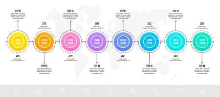 Vector template circle infographics. Business concept with 8 options and parts. Eight steps for graph, diagrams, slideshow. Path step by stepのイラスト素材