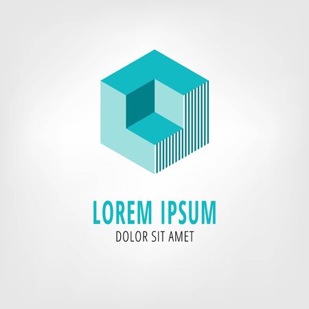 Cube vector  template. Abstract isometric design. Square figureのイラスト素材