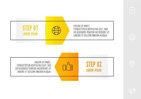 Infographic with 2 elements with arrows. Vector concept of two business options to choose from. Modern design for flowchart, timeline, web, graph, presentationのイラスト素材