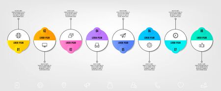 Vector template circle infographics. Business concept with 8 options and parts. Eight steps for graph, diagrams, slideshow. Path step by stepのイラスト素材