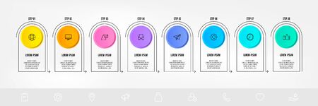 Vector template circle infographics. Business concept with 8 options and labels. Eight steps for graph, diagrams, slideshowのイラスト素材