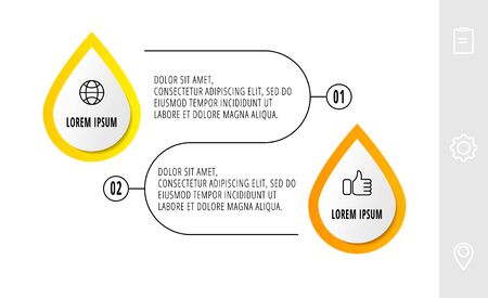 Vector infographic with 2 drops and icons. Concept of two business options. Modern design for diagram, presentations, flow chart, banner, timelineのイラスト素材