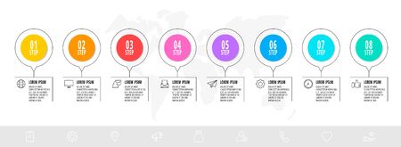 Infographic circles with 2 steps, arrows. Line vector template. Can be used for diagram,, banner, workflow layout, presentations, flow chart, info graph, timeline, content, levelsのイラスト素材