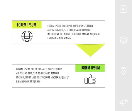 Vector infographics design template with arrows. Two steps. Modern line concept can be used for diagram, business, web, banner, workflow layout, presentations, info graph, timeline, content, levelsのイラスト素材