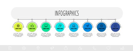 Infographics circles with 2 steps, labels. Line vector template. Can be used for diagram,, banner, workflow layout, presentations, flow chart, info graph, timeline, content, levelsのイラスト素材